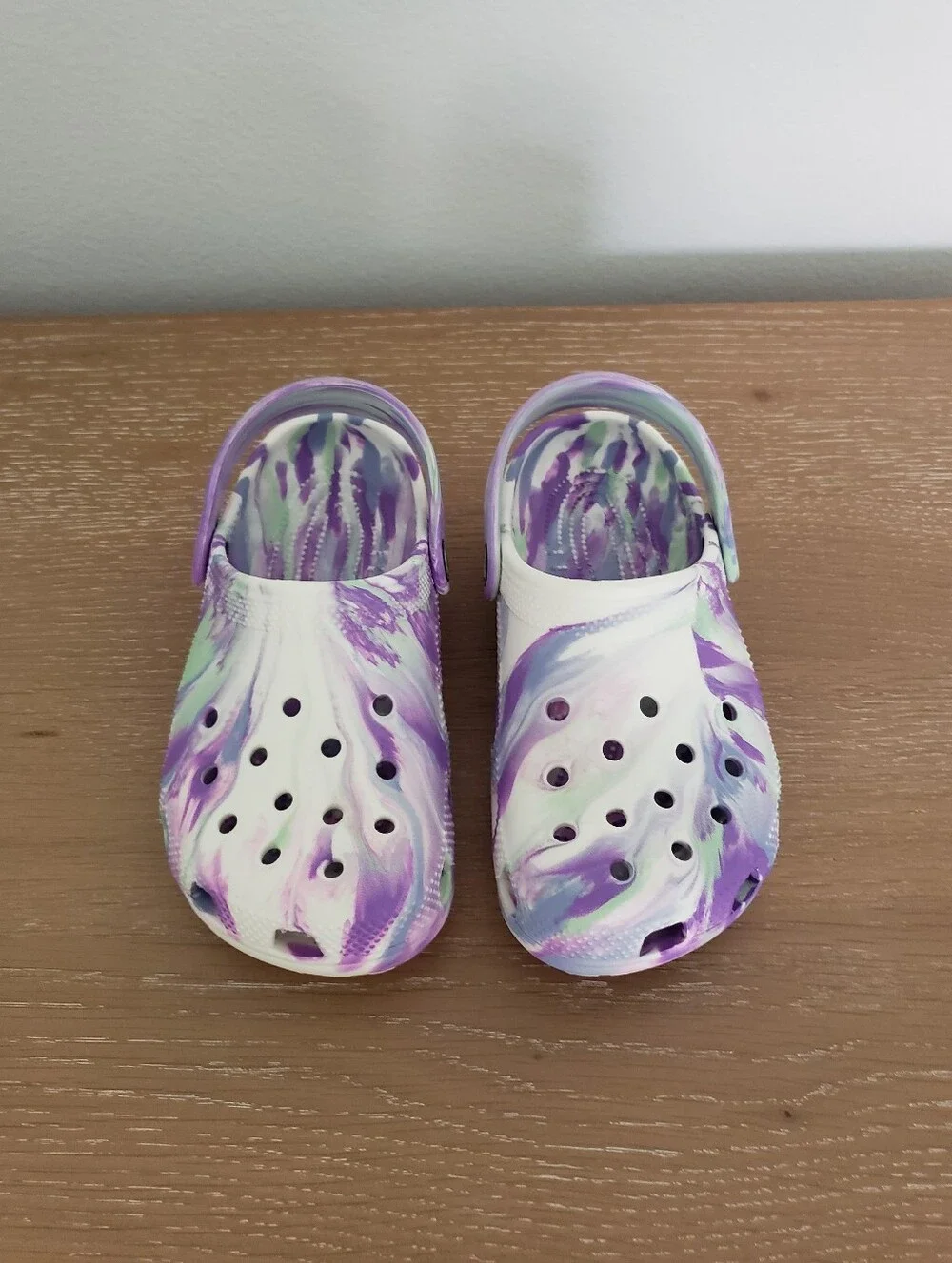 CROCS Kids Water Clog in Purple and White Tie-Dye